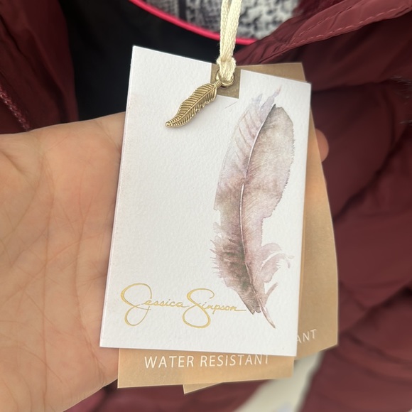 NEW Jessica Simpson Merlot Faux-Fur Trim Hooded Puffer Jacket Women’s Size Small - Picture 7 of 14